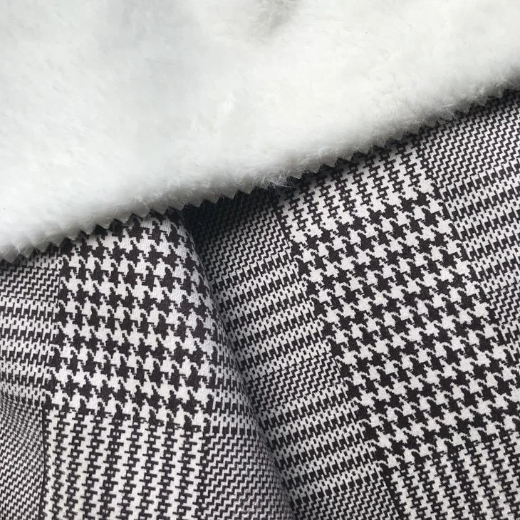 Houndstooth Print Suede Fabric